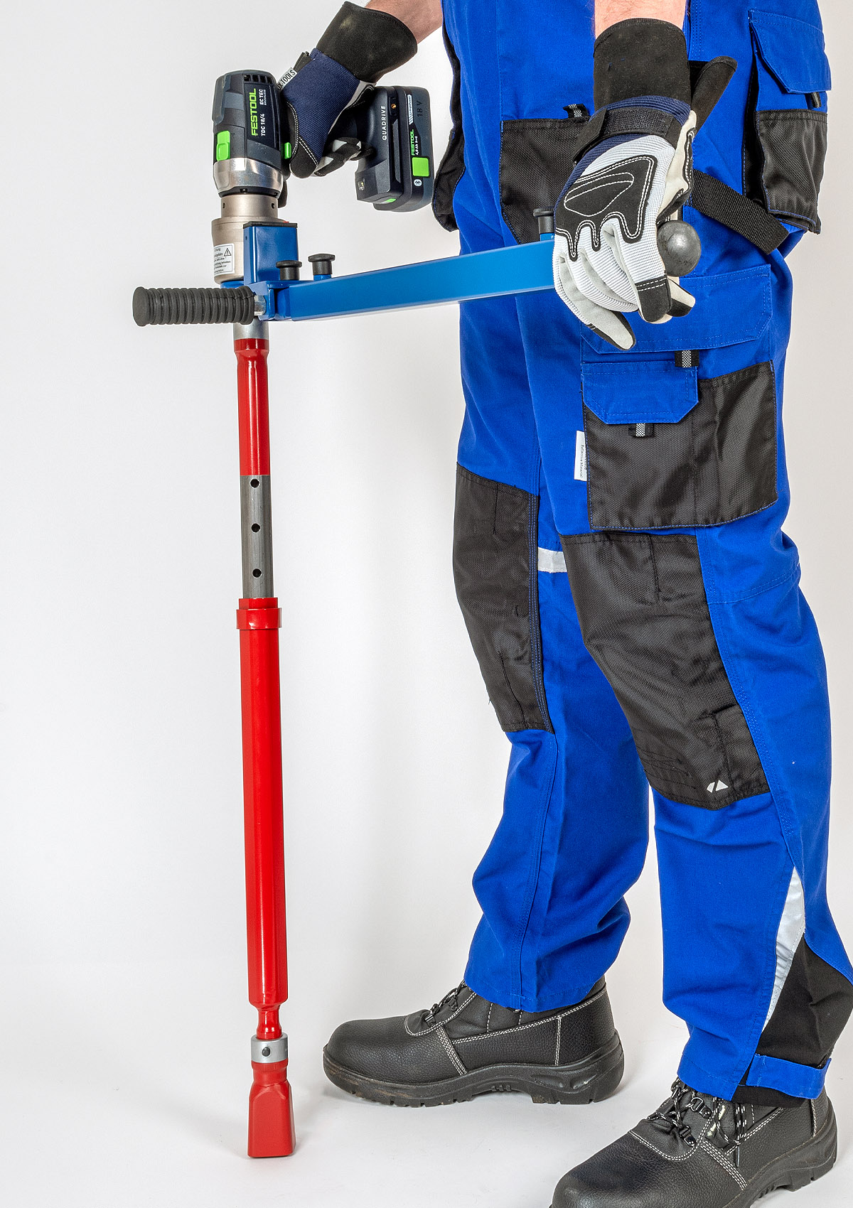 Akku-Schieberdrehmaschine GMS 300 P mit Antrieb von Festool und wero mit Stützrohr